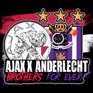 "Ajax x Anderlecht" Deze sticker die de vriendschap laat zien tussen de voetbal club Ajax en Anderlecht nu te koop bij Mokumshop