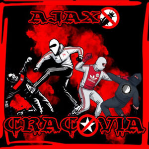 De sticker "Ajax x Cracovia" laat de vriendschap tussen de twee clubs zien